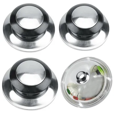 Produktbild von GKA 3 Stück Topfdeckelgriff Ersatzgriff Topfknauf Pfannenknopf für Topf- und Pfannendeckel, Edelstahl Kunststoff, Ø 4,5 cm