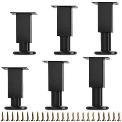 Immagine prodotto di Set di 4 piedini regolabili neri per mobili, da 80 a 120 mm