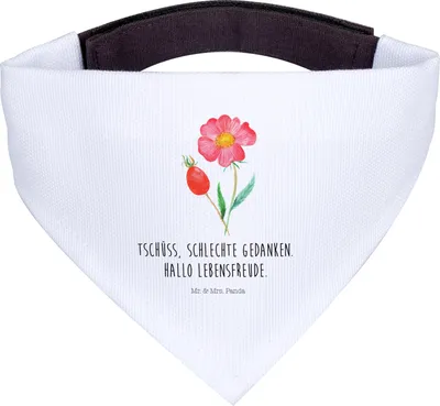 Produktbild von Mr. & Mrs. Panda Halstuch Blume Hagebutte - Weiß - Geschenk, Hund, Hunde-Halstuch, Schlechte Gedanken, Garten, Lebensfreude, Tuch, Hundehalstuch
