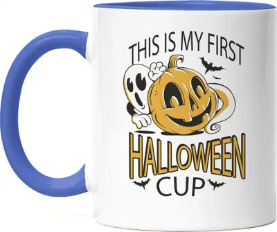 Produktbild von This  Is My First Halloween Cup Tasse Blau Geist Gespenster Spooky Treak Or Treat Oktober Cup Mug Kürbis Kürbiskopf