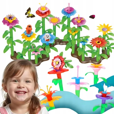 Produktbild von Kreative Blumen-Steckbausteine für Kinder, Garten-Set, 76 Teile