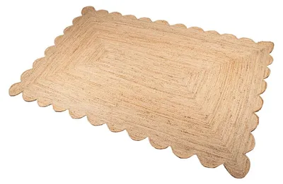 Jute-Teppich mit gezackten Kanten, 170x120x1 cm, Natur