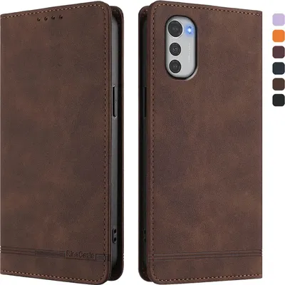 Obrázek produktu pro Pouzdro pro Motorola Moto E32, retroPolyuretankožené flip pouzdro s stojánkem a přihrádkami na karty Hnědý