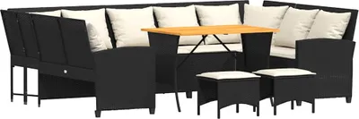 Obrázok produktu pre vidaXL 4-dielna záhradná sedacia súprava s vankúšmi Black Poly Rattan