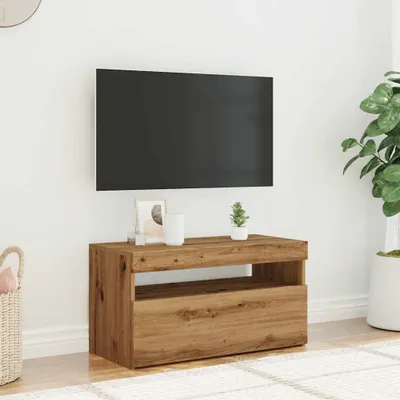 Produktbild von "Rabatt" TV-Schrank - Fernsehschrank - TV-Lowboard - mit LED-Leuchten - Artisan-Eiche 75x35x40 cm - TV-Schränke CC24229