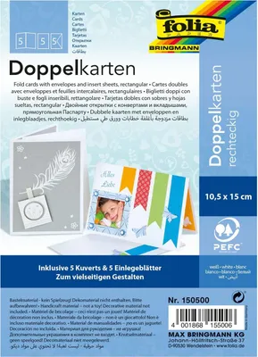 Productafbeelding van folia 150500, set van vouwkaarten, 105 x 150 mm, wit