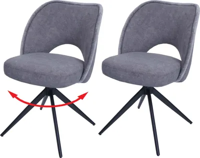 Produktbild von 2er-Set Esszimmerstuhl MCW-N72, Polster-Küchenstuhl, drehbar Auto-Return, Stoff/Textil (420g/m²)   dunkelgrau