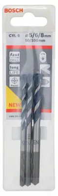Immagine prodotto di set di 3 punte per calcestruzzo CYL-5, 5/6/8 mm