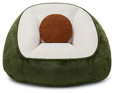 Produktbild von XXL Sitzsack 120cm Kinder, HOMMPA Bean Bag mit Kissen & Seitentasche, Kunstfell weich, großer Lesesessel, Lounge Sofa, Farbe: Avocadogrün