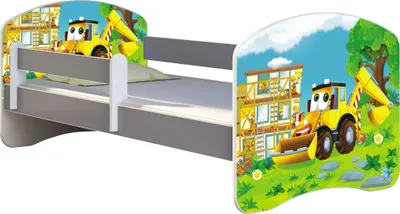 Image de ACMA lit d'adolescent lit d'enfant lit junior set complet avec matelas sommier à lattes et protection antichute Gris 20 Bagger 180x80