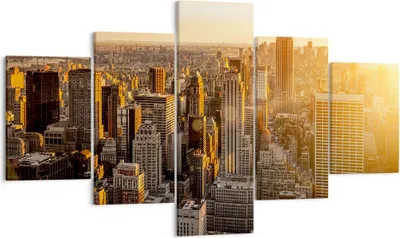 Produktbild von Bild auf Leinwand - Leinwandbild - New York Wolkenkratzer Manhattan - 125x70cm - Wand Bild - Wanddeko - Leinwanddruck - Bilder - Kunstdruck - Leinwand bilder - Wandkunst - EA125x70-2672