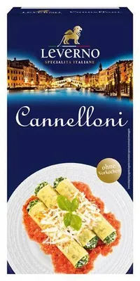 Produktbild von Leverno Cannelloni 250 G Packung 100% Hartweizengrieß Kein Vorkochen notwendig