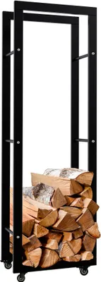 Obrázek produktu pro Dřevěný stojan Keri s kolečky 25x40x125, černý kov