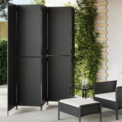 Produktbild von Design Möbel Paravent 5-tlg. Schwarz Poly Rattan - 2024 Neu