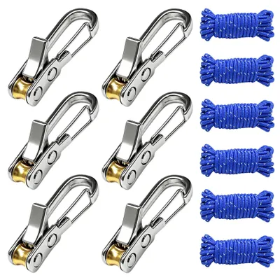 6 Touwspanner aus Zinklegierung mit Nylonseilen, 3 m