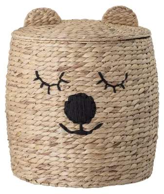 Obrázok produktu pre BLOOMINGVILLE MINI | Košík Dolma s vekom, prírodná farba, vodná hyacinta | 42 cm (priemer) x 50 cm (výška) | 82040701