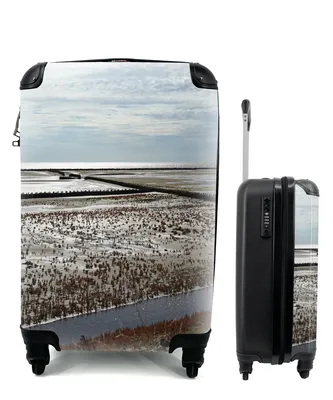 Produktbild von MuchoWow® Koffer Handgepäck Trolley Rollkoffer Kleine Reisekoffer mit 4 Rollen - Meer - Sand - Himmel - Cabin Size < 55x40x23 cm & 55x40x20 cm - Fotokoffer - Kabinenkoffer - Boardgepäck - Reise-Box - Reisekoffer - Reisegepäck - Koffer mit Bild - Trolley für Kinder