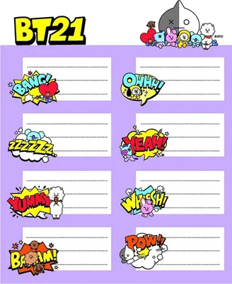 Obrázek produktu pro BT21 - Satz mit 16 Aufklebern für Hefte/Bücher