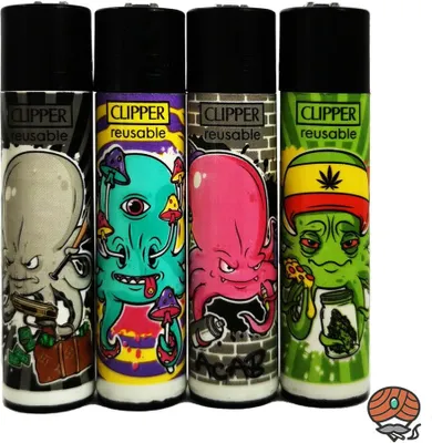 Produktbild von Clipper Reibradfeuerzeuge Octopusse, 4 Stück