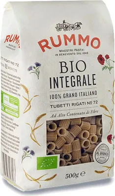 Produktbild von 16x Rummo Pasta Agricoltura Biologica Biologische Landwirtschaft Integrale Vollkorn Tubetti Rigati N.72 500g