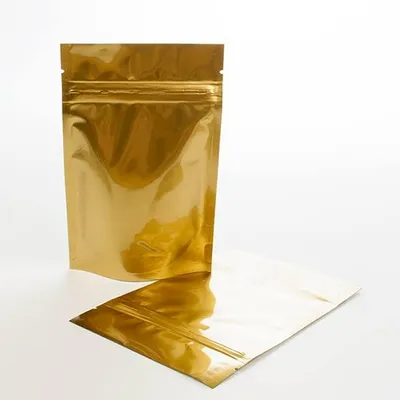 Produktbild von Standbodenbeutel Gold 8x5x13cm | 28 Gramm (100 Stück) [ZBGM1G]