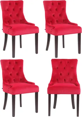 Produktbild von Set mit 4 Esszimmerstühlen aus Samt – Küchenstühle – Elegantes Design mit bequemen Sitzgelegenheiten