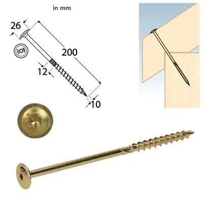 Produktbild von DMX - Holzbauschrauben mit Tellerkopf CT - 10mm TORX - Zink galvanisiert