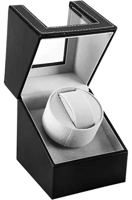 Productafbeelding van Horloge-windapparaat, enkele unit, motor, batterijbediend, Polyurethanleer, zwart
