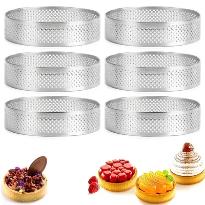 Produktbild von Dessertringe - 6 Stück Edelstahl-Servierringe - Für Mousse und Kekse - Ø 6 cm