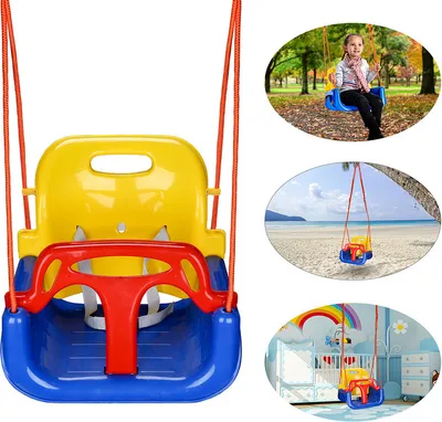 Image de Jopassy Balançoire bébé Siège bébé 3 en 1 subdivisé Balançoire bébé réglable subdivisé 3 Baby Swing siège intérieur et extérieur peut supporter jusqu'à 50kg