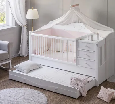 Produktbild von Cilek RUSTIK mitwachsendes Babybett, 80x130-180 cm