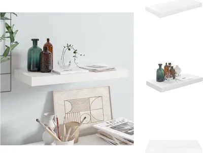 Immagine prodotto di vidaXL Scaffale galleggiante bianco lucido 50x23x3,8 cm MDF - Mensole a muro