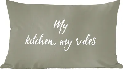 Produktbild von MuchoWow® Zierkissen Sofakissen Wohnzimmer Dekokissen 60x40 cm Meine Küche, meine Regeln - Sprichwörter - Zitate - Kopfkissen - Polster mit Foto
