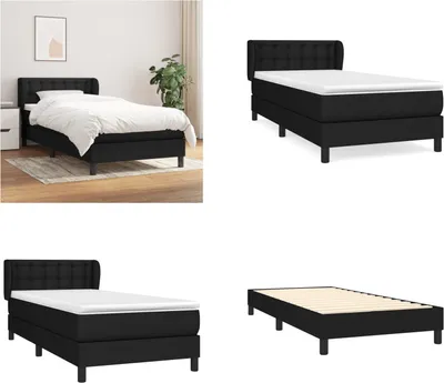 Produktbild von vidaXL Boxspringbett mit Matratze Schwarz 100x200 cm Stoff - Boxspringbett - Boxspringbetten - Bett - Schlafzimmermöbel