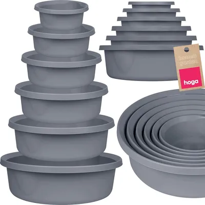 Produktbild von Hoga Kunststoff-Schüssel-Set Graue Waschnapf 6-teilig