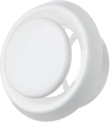 Productafbeelding van Anemostaat, diameter 125 mm, wit, kunststof, afvoerlucht, toevoerlucht, plaatventiel met montagering, rond ventilatieventiel, ventilatierooster