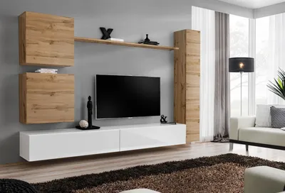 Produktbild von Wohnzimmermöbel Wohnwand Designer Wand Regal TV-Ständer Sideboard Holzmöbel