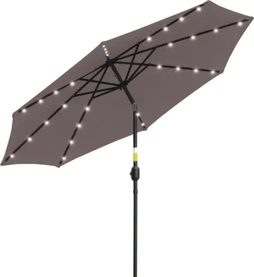 Image de Parasol de jardin - Ø265 x 233 cm - 32 LED solaires - Basculant - Gris foncé
