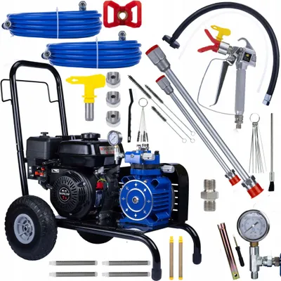 Immagine prodotto di Rosfix Blue Strong Hurricane 1690 BSH01 - Attrezzatura per la verniciatura a benzina 6,5HP | 22MPa | 18L/min | Set completo di pistola, tubo flessibile, lance e filtri