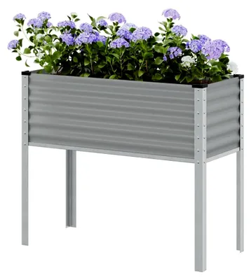 Produktbild von Pflanzkübel Hochbeet aus Metall für Garten und Terrasse Grau 100x41x90 cm