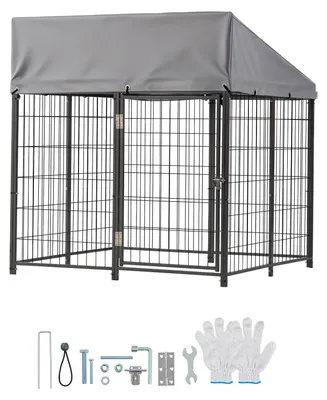 Obrázok produktu pre SucceBuy psia búda 1,12 x 1,15 x 1,25 m, psia búda s bezpečnostným zámkom, vonkajšia psia búda s UV-odolnou a vodotesnou strechou, robustný výbeh pre veľké psy