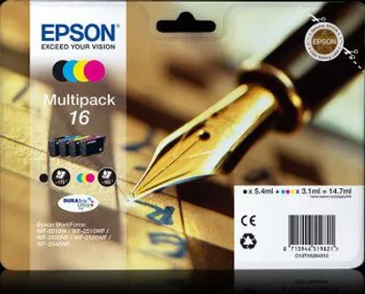 Image de Epson 16 - Multipack - Encre T1626 - Original pack combiné noir, cyan, magenta, jaune (C13T16264012)