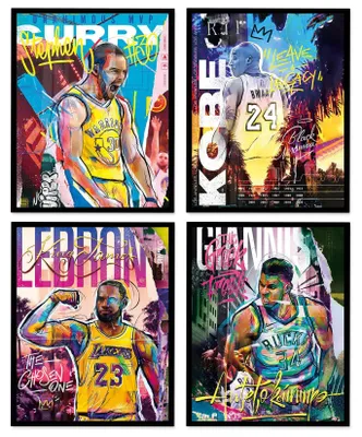 Productafbeelding van Set van 4 Framed Basketball Posters 20x25cm