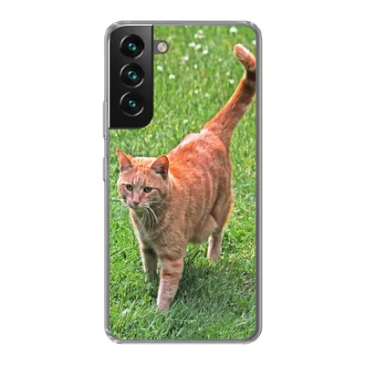 Produktbild von MuchoWow® Handyhülle Schutzhülle Hülle für Samsung Galaxy S22 Katze - Rot - Katze - Mädchen - Kinder - Jungen - Kind Silikon Softcase Handy Hülle - Mobiltelefonhülle