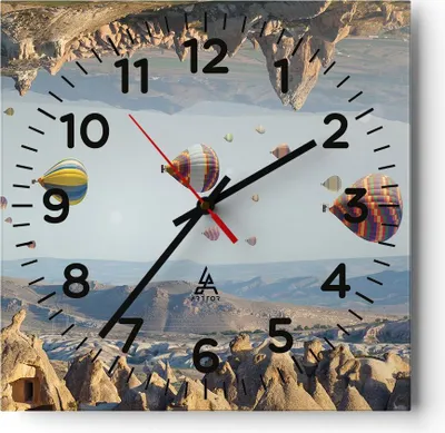 Produktbild von Wanduhr - Quadrat - Glasuhr - Surrealismus Flug Luftballons - 40x40cm - Schleichendes Uhrwerk - Lautlos - zum Aufhängen bereit - Dekoration Modern - Wanddekoration aus Glas - C4AC40x40-4454
