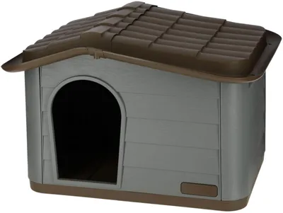 Produktbild von KERBL – Katzenhaus für draußen – 60 x 51 x 41 cm – Grau und Braun – Kunststoff