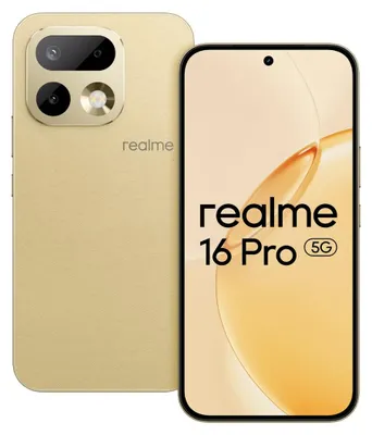 Zdjęcie produktu dla realme 16 Pro, 17,3 cm (6.8"), 1280 x 2800 px, 8 GB, 256 GB, 200 MP, Złoto