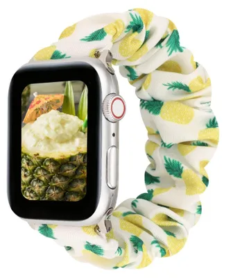 Produktbild von By Qubix Elastisch Scrunchie Nylonarmband - Ananasprint - Geeignet für Apple Watch 44 mm / 45 mm / 46 mm / 49 mm