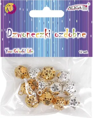 Zdjęcie produktu dla Złote i srebrne dzwonki 1,3 cm - 12 sztuk