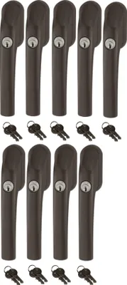 Produktbild von Abus FG300 abschließbarer Fenstergriff braun, im Set 9 Stück gleichschließend, Schließung AL0089 mit insgesamt 18 Schlüssel